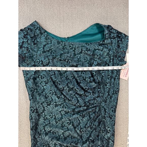 NWT Oleg Cassini Formal Dress Full Length Lace Glitter Green Size 18W - Picture 5 of 10